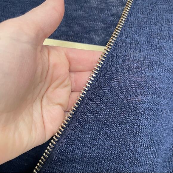 Soft Surroundings Blue Knit Quarter Zip Pullover Sweater Womens M Preppy Fall - Picture 4 of 8